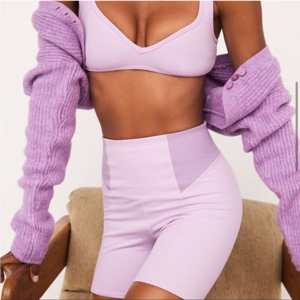 ๐ For Love & Lemons NWT Crop Knit Cardigan Sweater Lavender Size S - Picture 4 of 5